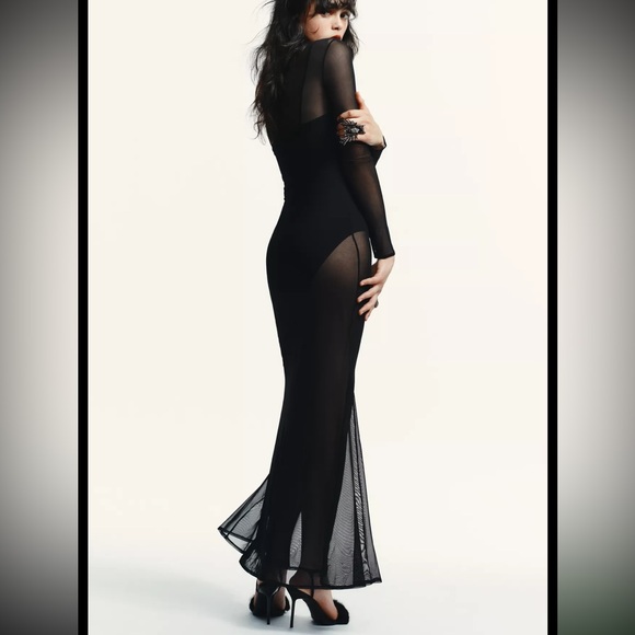 Zara limited edition Semi Sheer Black Maxi Bodysuit Dress - Picture 5 of 9